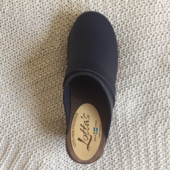 Lottas size 38 Navy dark Wood Clogs - Picture 2 of 4